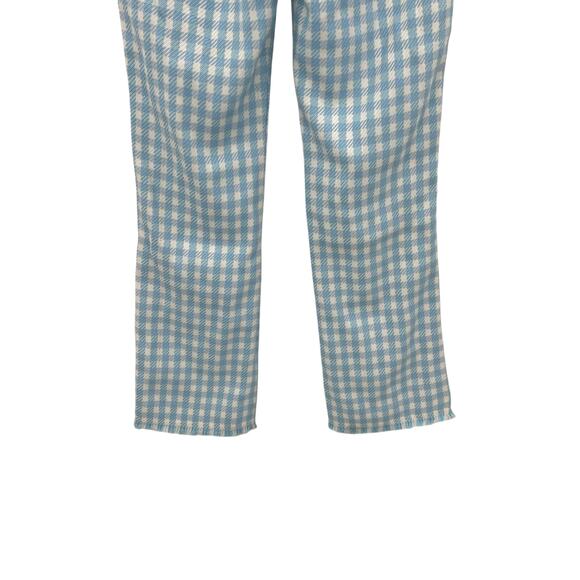Revolve Assignment Chloe Trouser Pants Gingham Print Blue White Size Medium - Picture 9 of 13